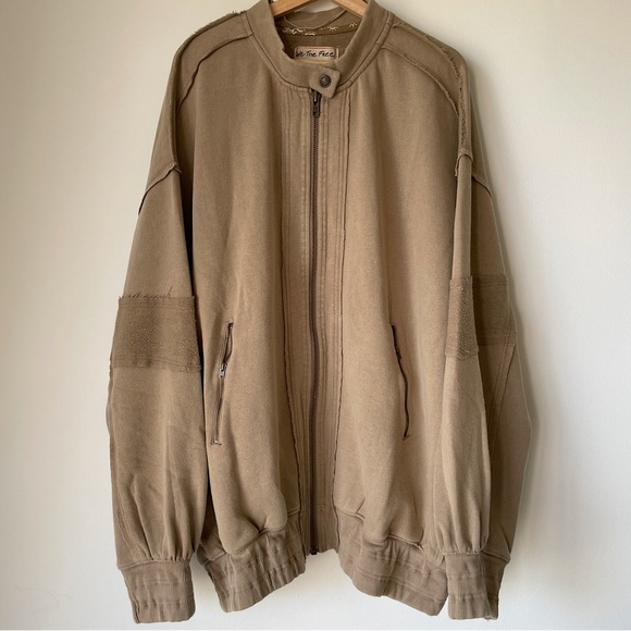 NEW Free People Lou Moto Zip Jacket In Greige - Picture 6 of 11